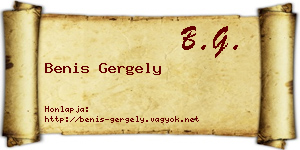 Benis Gergely névjegykártya
